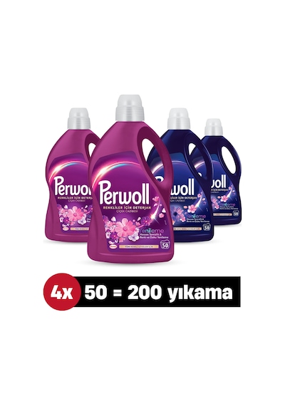 Perwoll Çiçek Cazibesi Koyu Renkliler için + Çiçek Cazibesi Tüm Renkler için Sıvı Çamaşır Deterjanı 4 x 2750 L