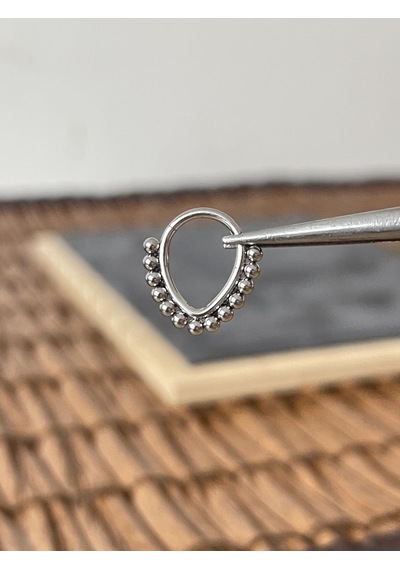%100 Cerrahi Çelik Damla Çok Toplu Kilitli Çelik Halka Septum Piercing Gümüş