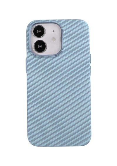 Apple Uyumlu iPhone 12 Kılıf Karbon Fiber Tasarımlı Zore Karbono Kapak Mavi