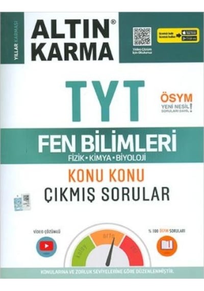 TYT Fen Bilimleri Fizik-Kimya-Biyoloji Konu Konu Çıkmış Sorular -  Altın Karma Yayınları