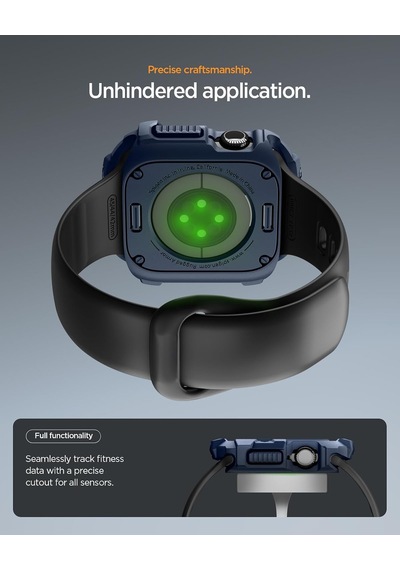 Apple Watch 46mm Seri 11/10 İle Uyumlu Kılıf Rugged Armor 2 Navy Blue - Acs10501 Çok Renkli