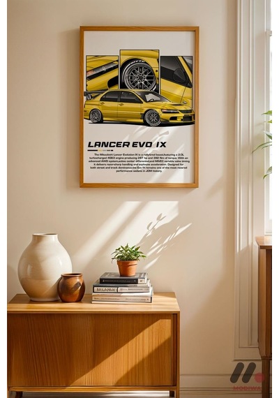 Mitsubishi Lancer Evo Ix Jdm Poster, Ahşap Çerçeveli Duvar Tablosu - Oto Severlere Özel Hediye