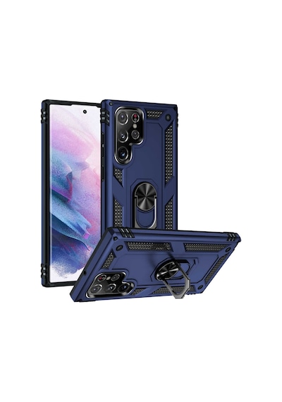 Galaxy S22 Ultra Kılıf Zore Vega Yüzüklü Standlı Zırh Kılıf
