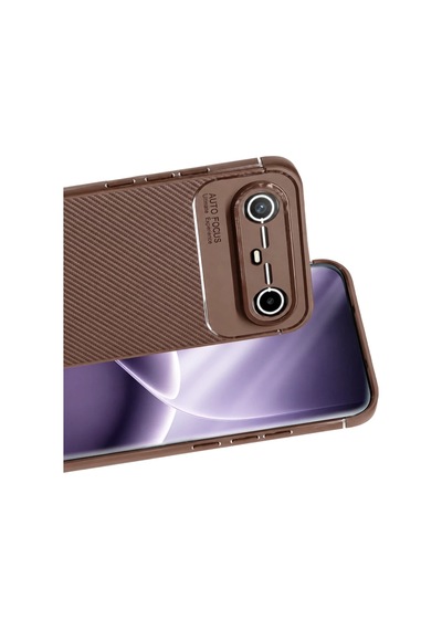 Tecno Spark Slim 5g Auto Focus Karbon Kapak - Kahverengi Standart
