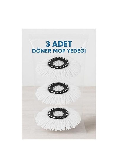 Döner Başlıklı Mop Yedegi Yedek Paspas 3 Adet
