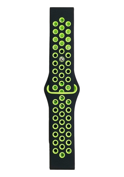 Watch 20mm Uyumlu Spor Delikli Kordon - Siyah-yeşil