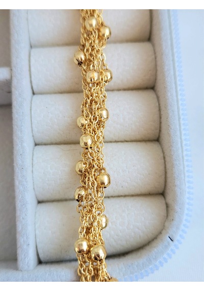 Top Zincir Model Örme Çelik Zincir Uzun Konsept Altın Kaplama Gold Renk Kolye