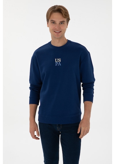 U.S. Polo Assn. Erkek Bisiklet Yaka Comfort Fit İndigo Basic Sweatshirt 50313760-VR028