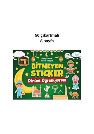 Dinimi Öğreniyorum Bitmeyen Sticker Defteri 50 Çıkartmalı 8 Sayfa Yeşil