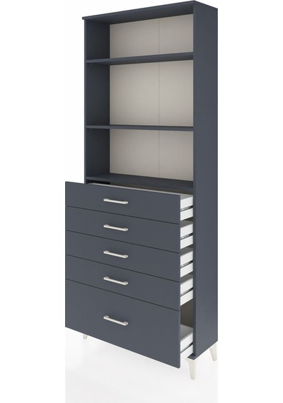 Arges Dolap 3 Raflı 5 Çekmeceli 88x30x221 Antrasit-antrasit Antrasit