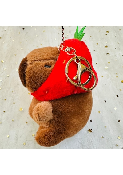 Dükkan Design Capy Bara Peluş Anahtarlık Kahverengi - Kırmızı