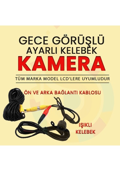 Carub Geri Görüş Kamerası Gece Görüşlü 12v Ayarlı Kelebek