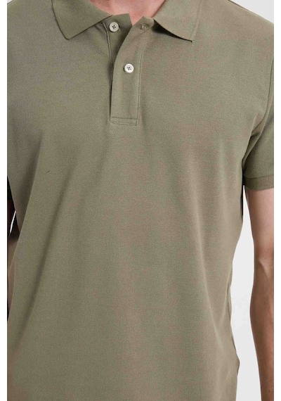 Tudors Erkek Slim Fit Dar Kesim %100 Pamuk Haki Polo Yaka Tişört-46188 Haki