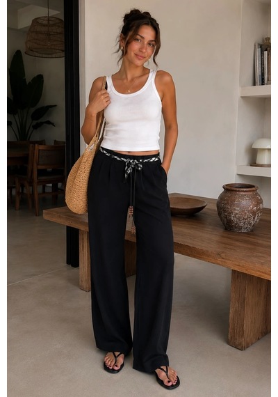 Bb Butik Basic Kadın Fular Detaylı Penye Pantolon Rahat Kalıp Cepli Günlük Pantolon My3535 siyah Bb Butik Basic Kadın Fular Detaylı Penye Pantolon Rahat Kalıp Cepli Günlük Pantolon My3535 siyah