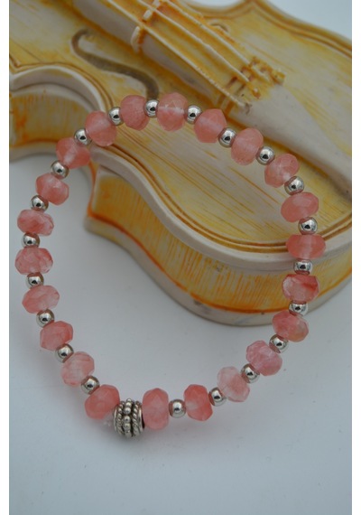 Stoneage Jewellery Gül Kuvars Doğal Taşlı Bileklik Çok Renkli