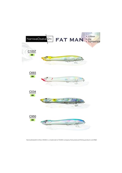 Naniwaosakashi Fat Man 135mm 26gr Topwater Sahte Balık