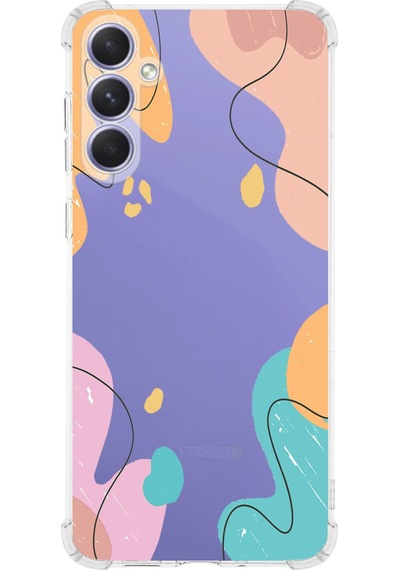 Samsung Galaxy M35 İle Uyumlu Karışık Renkler Baskılı Şeffaf Köşe Korumalı Antişok Kılıf