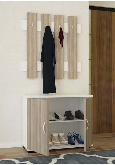 2 Kapaklı Dolaplı 4 Askılıklı Portmanto Vestiyer Cordoba