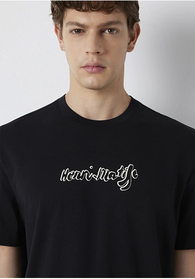 Mavi M0613575-900 Mavi Henri Matisse Baskılı T-shirt Erkek Tişort siyah