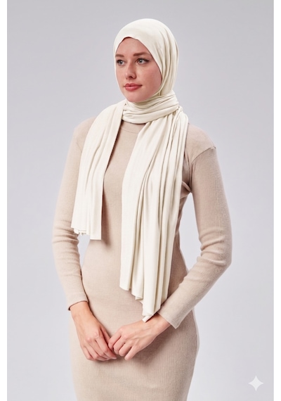 Sonbaharmoda Kadın Tesettür Luxury Penye Şal Kaymaz, Yumuşak, Dört Mevsim Kullanım Şal Kahverengi Ekru
