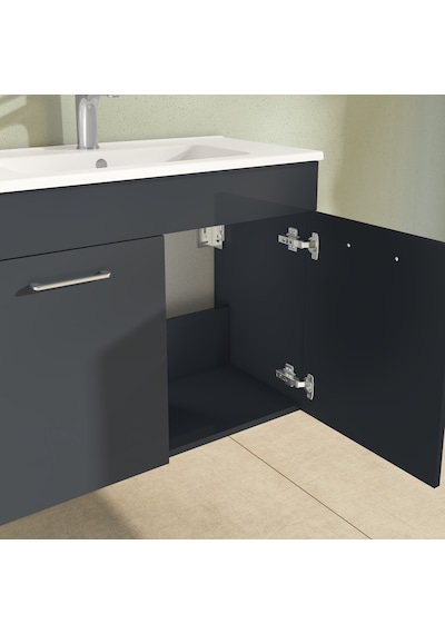 VitrA Ardea 67071 Banyo Dolabı Seti Kapaklı 80 Cm Parlak Antrasit