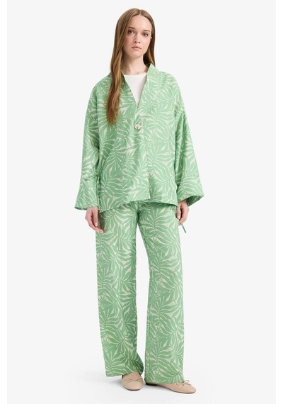 Defacto Relax Fit Desenli Uzun Kollu Tunik E1110ax25smgn769 Yeşil