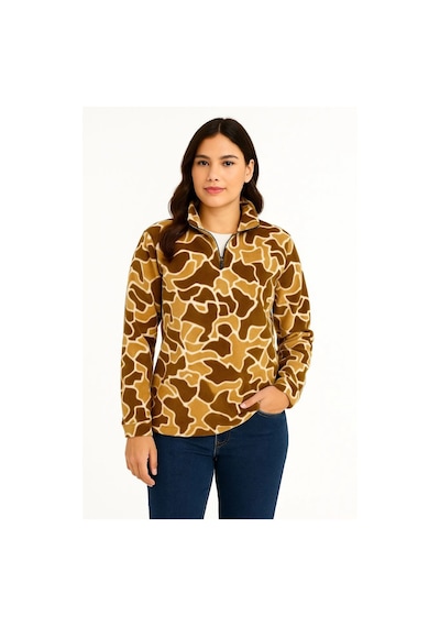 Primemagazam Kadın Yarım Fermuarlı Desenli Polar Sweatshirt Oversize Rahat Kalıp - Kahverengi Çeşitli Primemagazam Kadın Yarım Fermuarlı Desenli Polar Sweatshirt Oversize Rahat Kalıp - Kahverengi Çeşitli