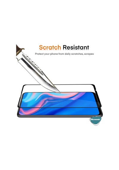 Microsonic Huawei Y9S Tam Kaplayan Cam Ekran Koruyucu Siyah