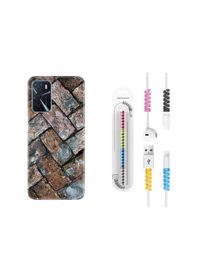 Oppo A16 Kılıf Kablo Koruyuculu Retro Stone 1324
