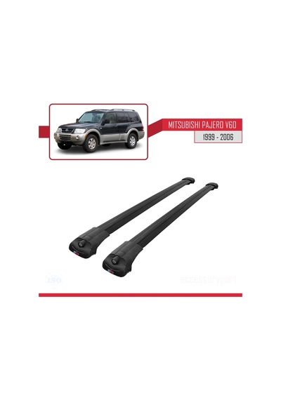 Mitsubishi Pajero V60 5 Kapı 1999-2006 Arası İle Uyumlu Ace-1 Ara Atkı Tavan Barı Siyah