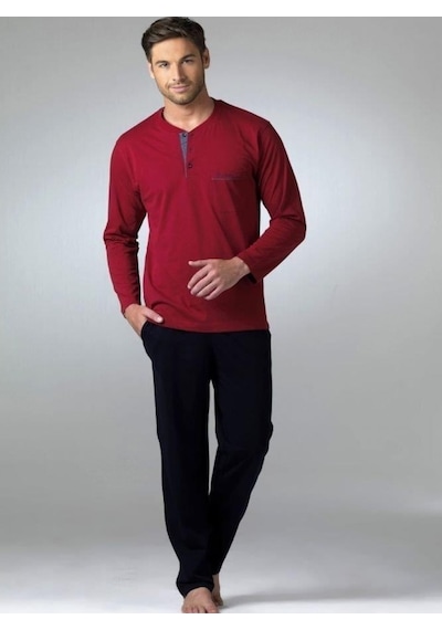 Pierre Cardin 5454 Bordo Penye Uzun Kol 4 Mevsimlik Çeyiz Pijam Bordo