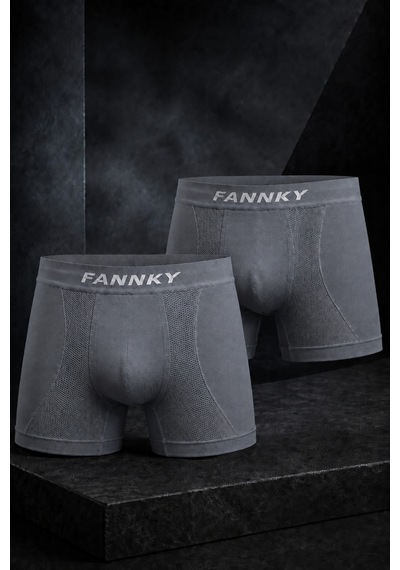 Womanandkids Night Gri Erkek Rahat Esnek Seamless 2 Li Boxer