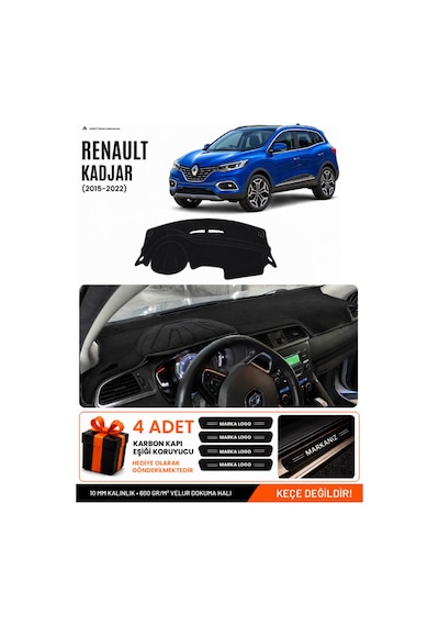 Renault Kadjar 2015-2022 Uyumlu Torpido Koruma, Torpido Örtüsü, Torpido Kılıfı - Siyah - Re024