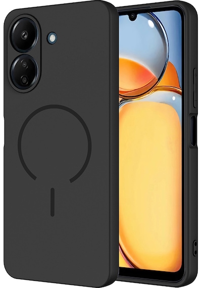 Xiaomi Redmi 13c Kılıf M-safe Şarj Özellikli Zore Meta Kapak Siyah