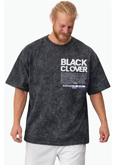 Tasarım Black Clover Anime Sırt Baskılı Unisex Oversize Vintage Y Siyah