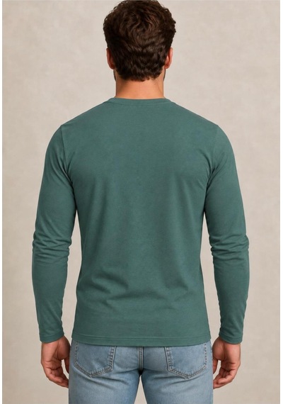 Axxel Erkek Pamuklu Likralı Süprem Uzun Kollu T-shirt-d240 Yeşil