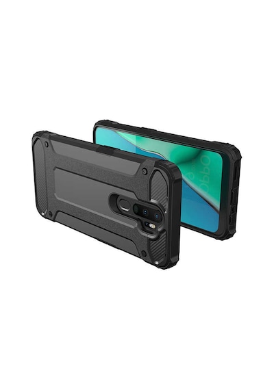 Noktaks - Oppo A5 2020 Uyumlu - Kılıf Çift Katman Zırh Tank Crash Military Kapak - Gold