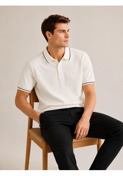 Classics Men Gewer Slim Fit Erkek Polo Yaka Kısa Kol Tişört 7680 Beyaz