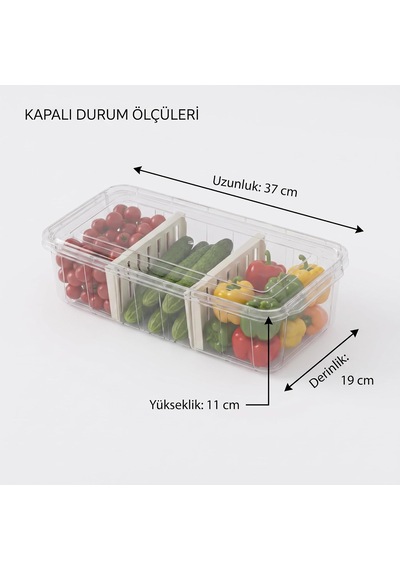 Lexroo Bölmeli Buzdolabı Düzenleyici Saklama Kabı Çok Renkli