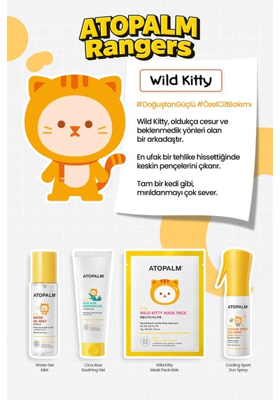 Çocuklara Özel Yoğun Nem Sunan Günlük Yaprak Maske Atopalm Wild Kitty Mask Pack Kids