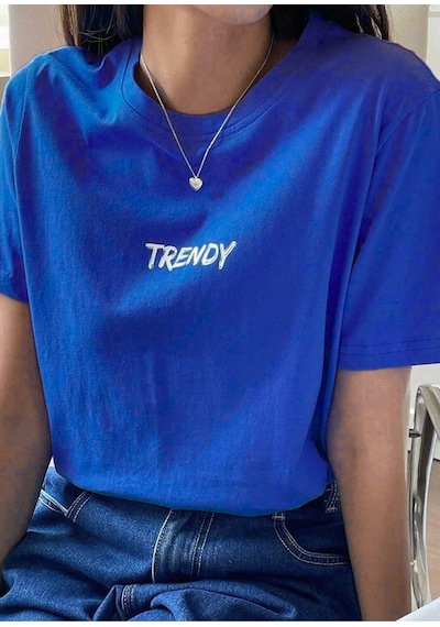 Trendy Oversize Saks Mavi Baskılı T-shirt Unisex Rahat Kalıp - Bisiklet Yaka Kısa Kol Tişört Lacivert Trendy Oversize Saks Mavi Baskılı T-shirt Unisex Rahat Kalıp - Bisiklet Yaka Kısa Kol Tişört Lacivert