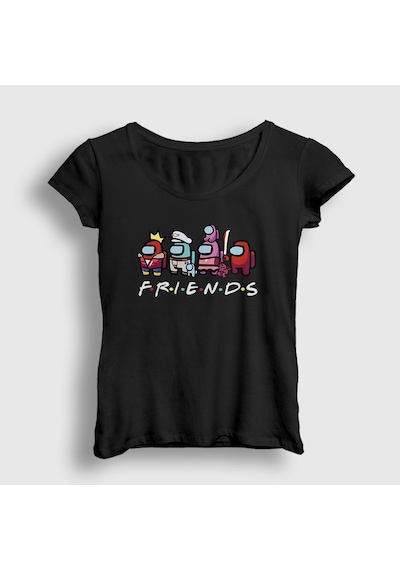 Presmono Kadın Friends Among Us T-shirt Siyah