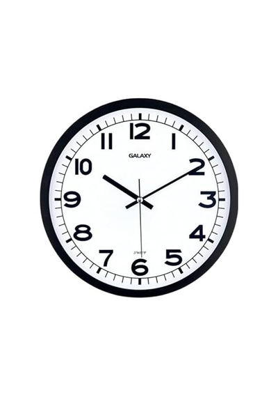 Galaxy Duvar Saati, Siyah Sessiz Akar Makine, Mineral Cam, Abs Çerçeve, 286mm Çap, Ofis Ve Ev İçin 0240-beyaz-şekilli-48cm
