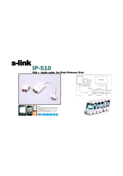 S-link Ip-510 Apple Uyumlu iPad To Vga Ve Audio Adaptör