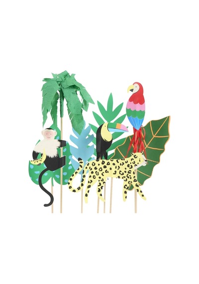 Meri Meri - Jungle Jamboree Cake Toppers - Jungle Jamboree Pasta Süsü Tüm Yaşlar