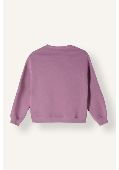 Defacto Relax Fıt Bisiklet Yaka Kalp Desenli İçi Yumuşak Tüylü Kalın Sweatshirt Kumaşı Sweatshirt Kız Çocuk I6192a826wnpr237 Mor-pr237