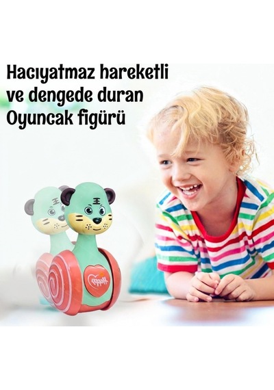 Sevimli Kaplan Müzikli Hacıyatmaz Kahverengi - Eğitici Bebek Oyuncağı - Sesli Hareketli Denge Figürü
