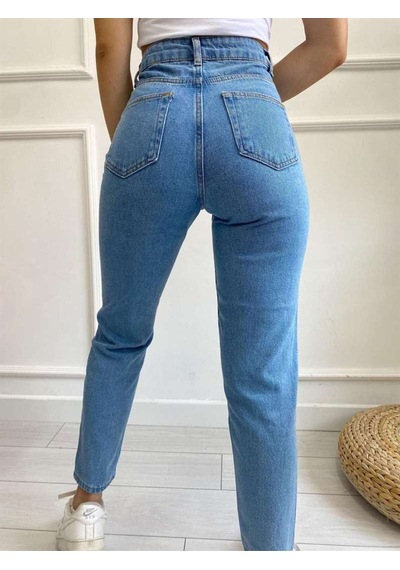Lavajeans Sophia Mom Jean Açık Mavi Likralı Pantolon Ortamavi 2 Mavi