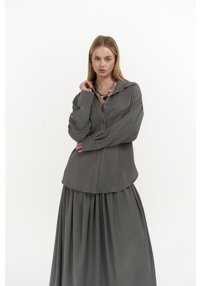 Mai Collection Mai Studios Co. Ginevra Gri Gömlek Etek Takım Gri
