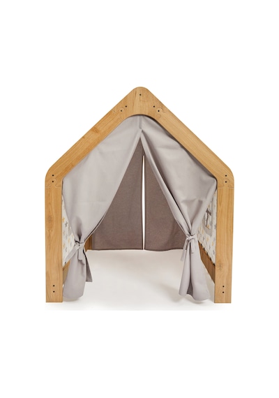 Minera Montessori Ahşap Oyun Evi, Oyun Çadırı / Naturel Sarı
